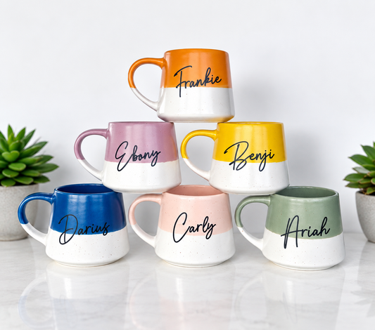 Speckled Pattern Personalised Drink Mug with Name - Pastel Bright 6 Colours