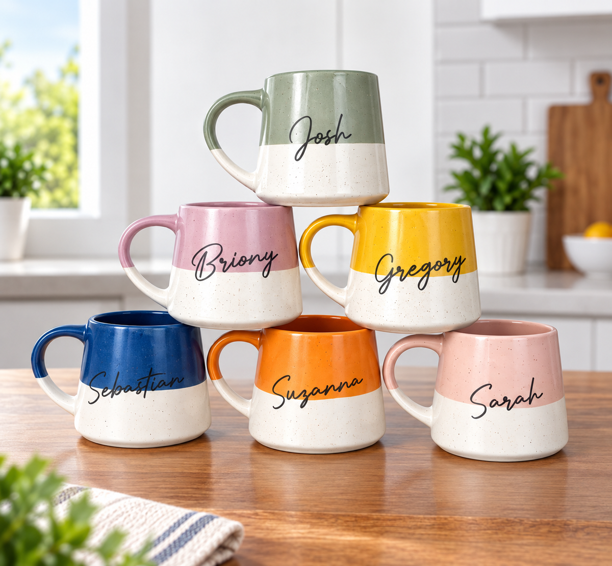 Speckled Pattern Personalised Drink Mug with Name - Pastel Bright 6 Colours