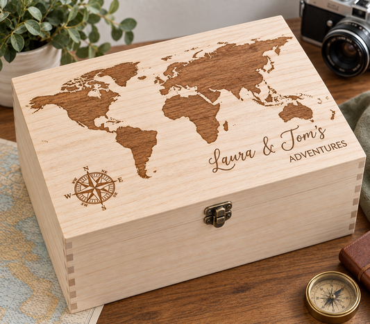 Couples Adventure Map Keepsake Memory Box