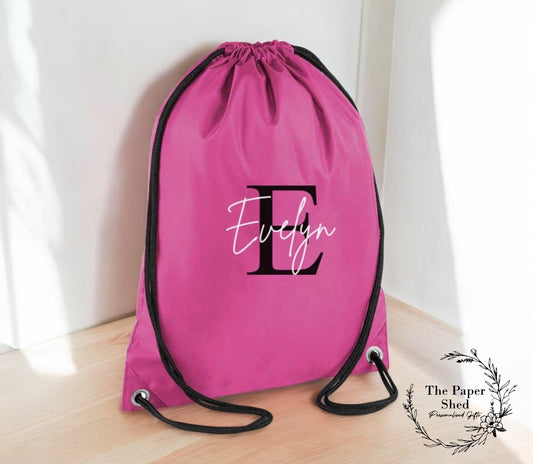 Gym Bag Personalised Name School Back Pack Bag Initial Nursery
