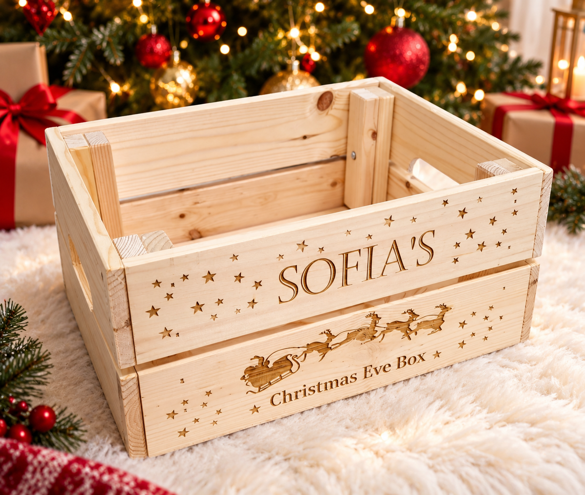 Christmas Eve wooden box crate