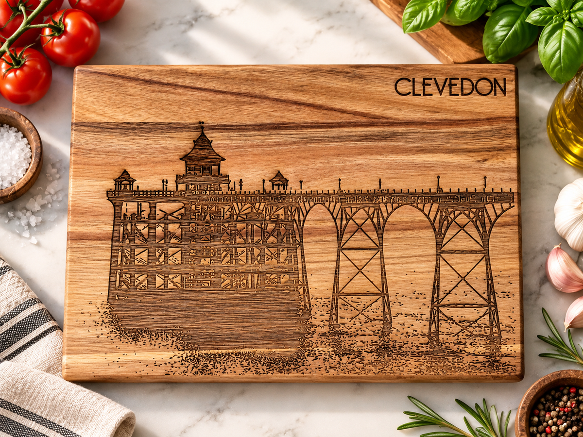 Clevedon chopping Board wooden engraved
