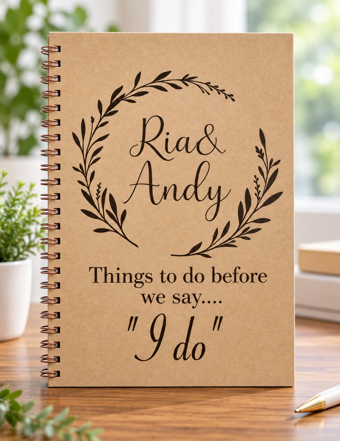 Personalised Wedding planner things to do engraved A4 hard cover notebook