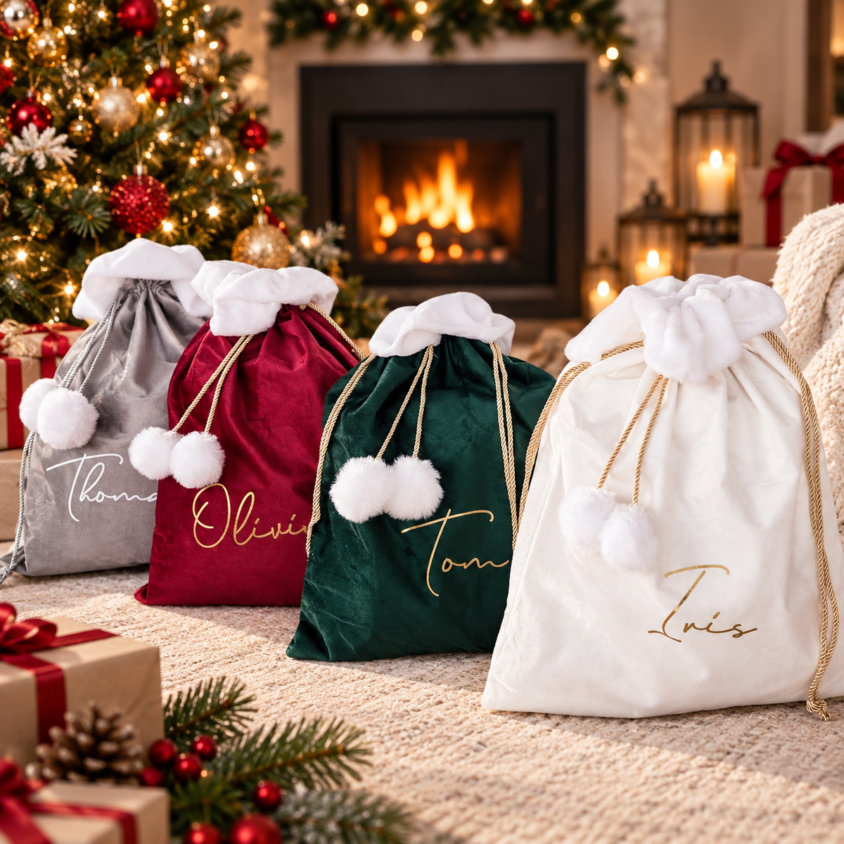 Velvet Christmas Santa Sack - Script Luxuary