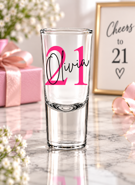 Birthday Shot Glass With Age & Name - 21st 30th 40th 50th 60th