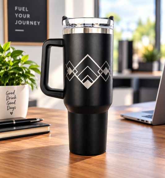 Engraved Pattern Art Deco Thermal Quench Travel Mugs Personalised 40oz Cups