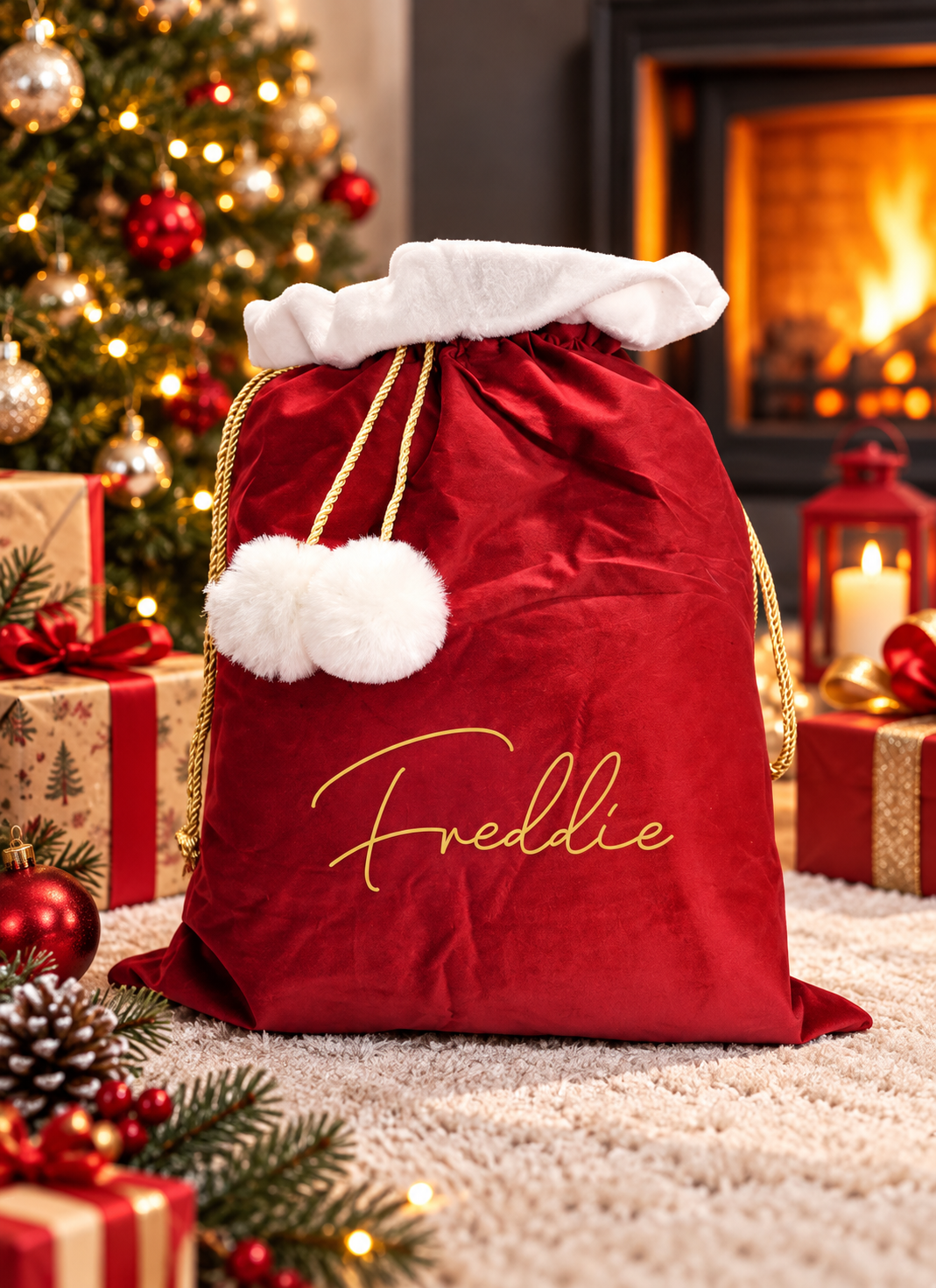 Velvet Christmas Santa Sack - Script Luxuary