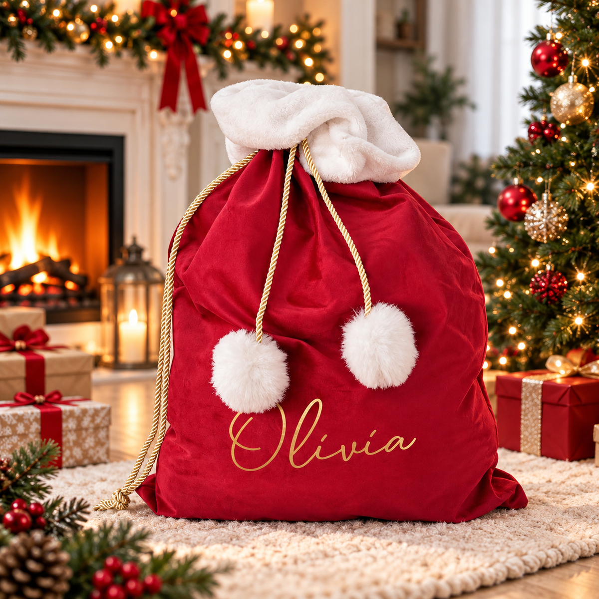 Velvet Christmas Santa Sack - Script Luxuary