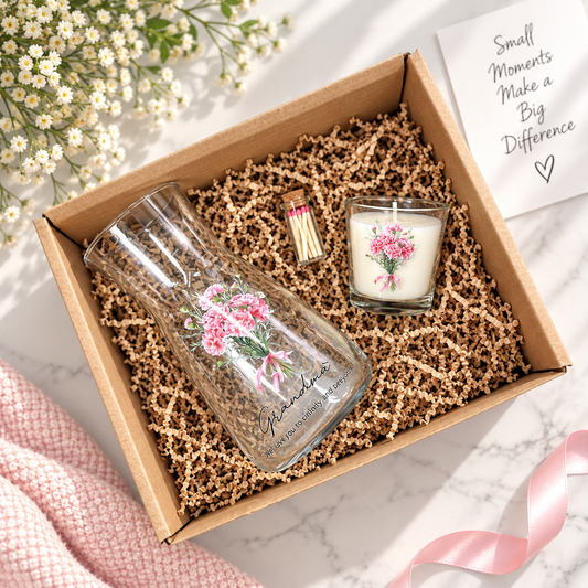 Mothers Day Gift Set Vase Flowers Personalised