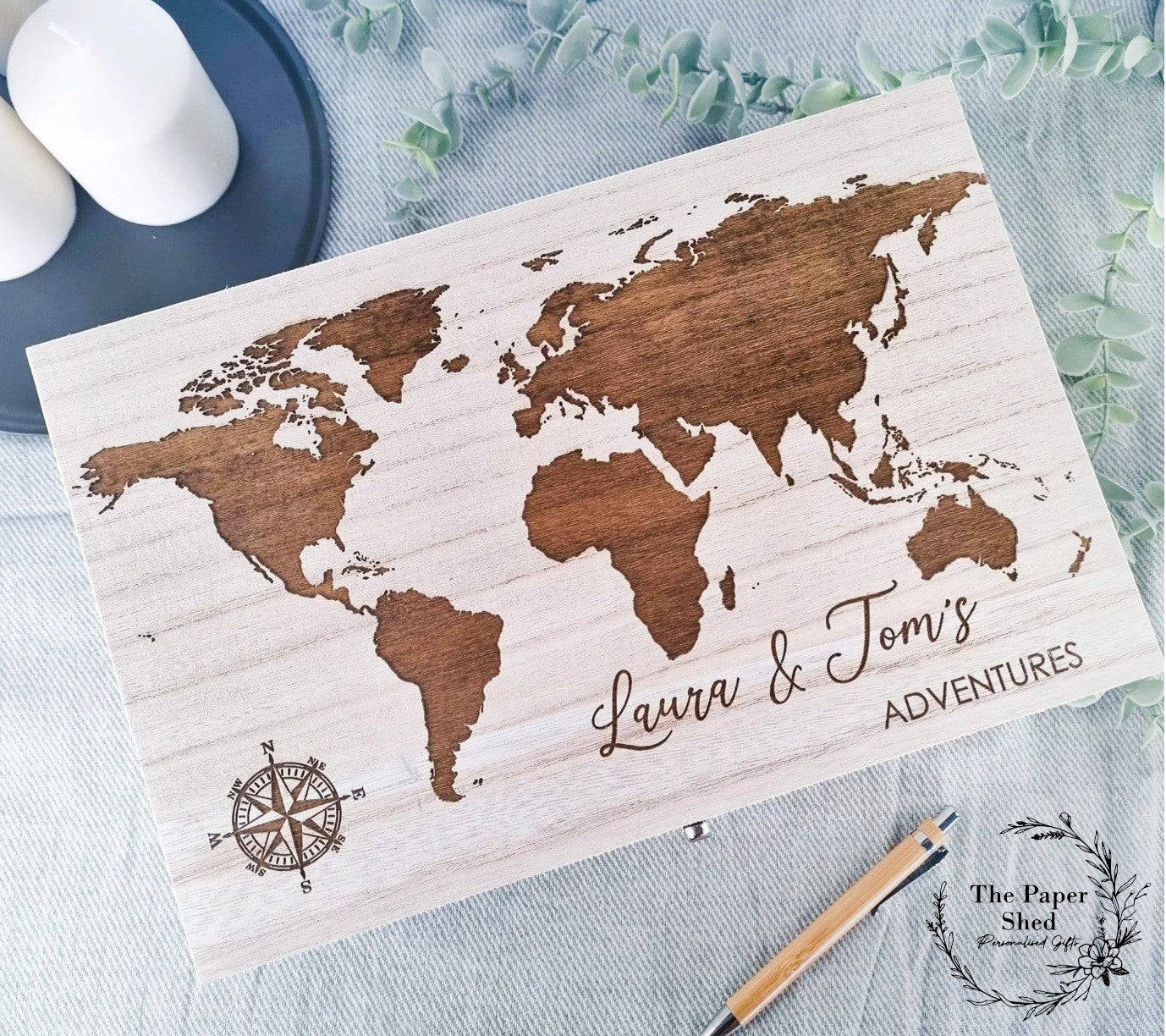 Couples Adventure Map Keepsake Memory Box