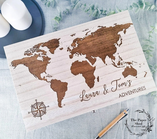 Couples Adventure Map Keepsake Memory Box