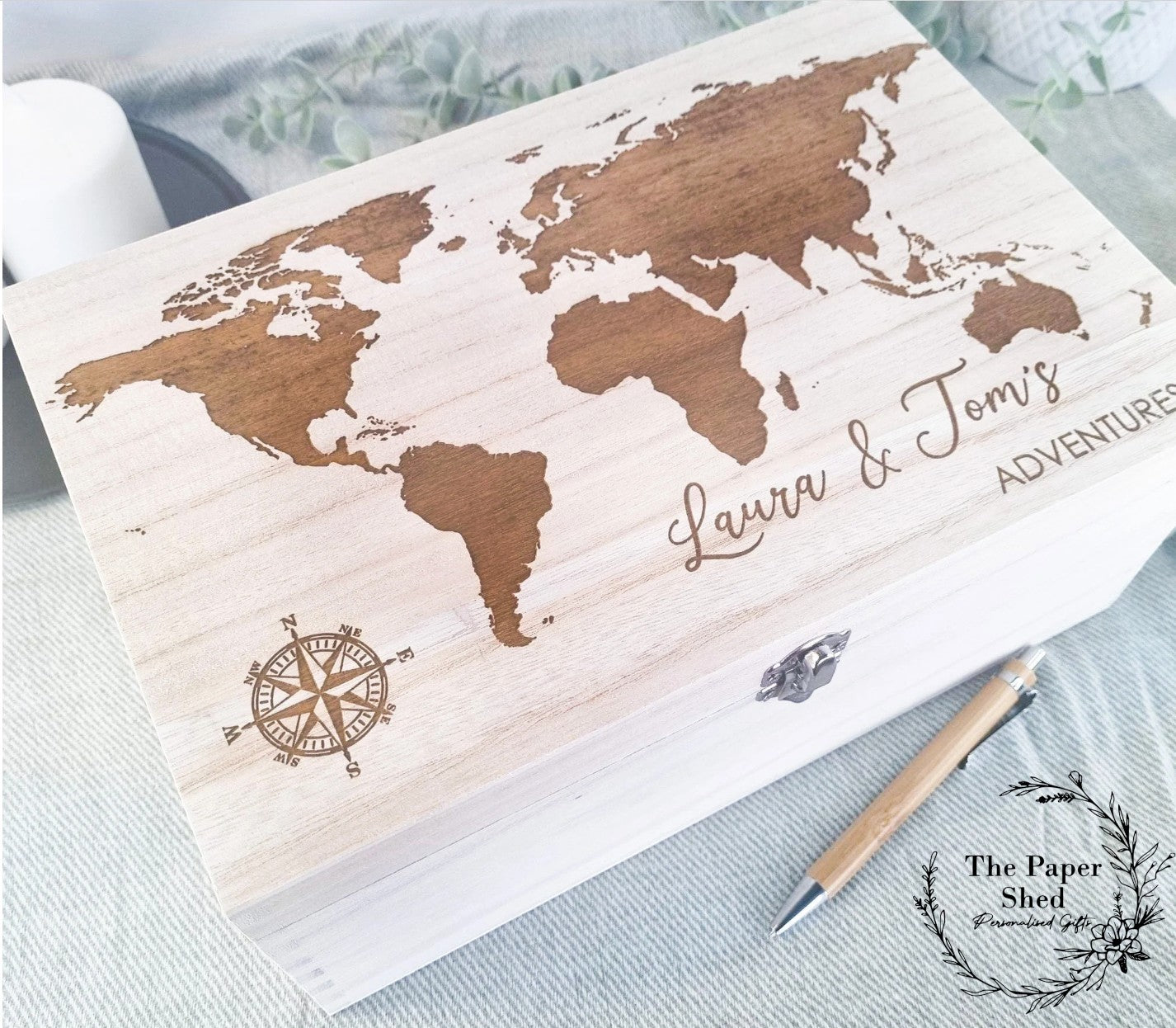 Couples Adventure Map Keepsake Memory Box