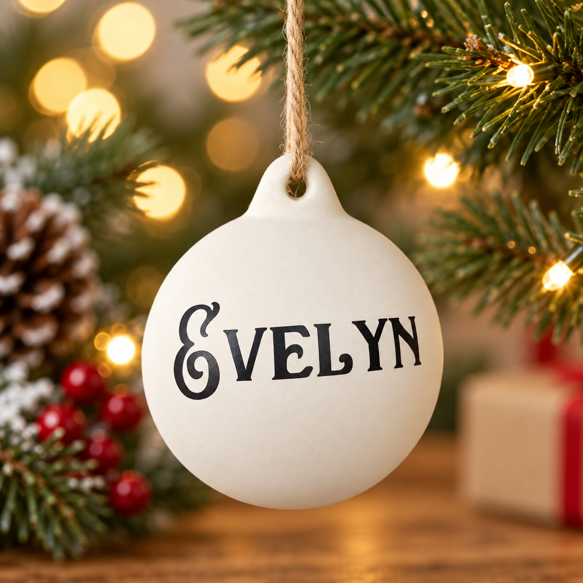 Personalised Ceramic Bauble Tree Decoration With Name