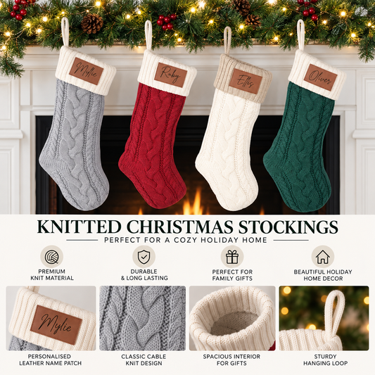 Stocking Knitted Personalised Christmas Stocking 4 Colours With Name