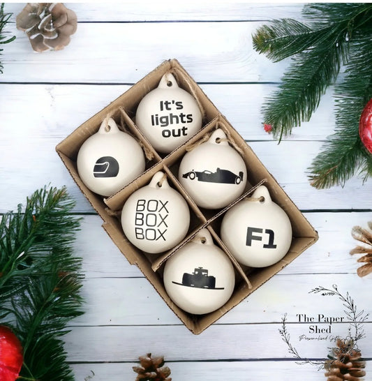 F1 Inspired Christmas Bauble Decorations 6pk (Copy)