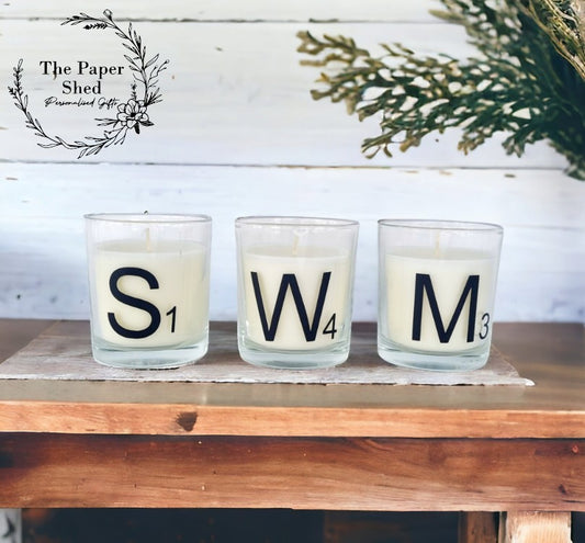 Letter Tile Initial Candles, Mix & Match Family Names