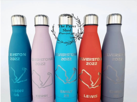 F1 inspired Silverstone Spa Zandervoort Imola Monaco, Sakhir  Budapest Monza Bottle Personalised name thermal water bottle engraved 2025