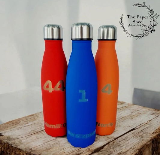 NEW F1 Inspired 2025 Drivers Name & Number Thermal Water Bottle Engraved