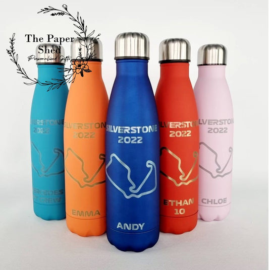 Silverstone Grand Prix GP British F1 inspired Bottle Personalised Name Thermal Bottle Engraved