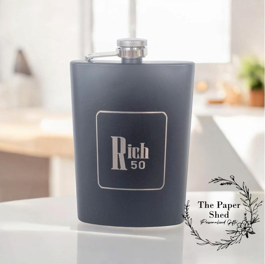 Birthday Gift Engraved Hip Flask Gift Idea, name personalised whisky flask Special Big Birthday Gift