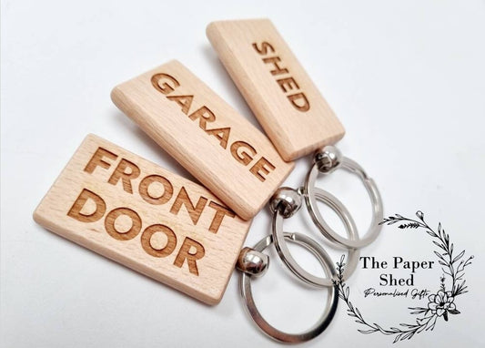 Engraved wooden keyring