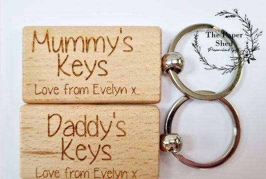 Personalised engraved mummy's daddys keys, keyring