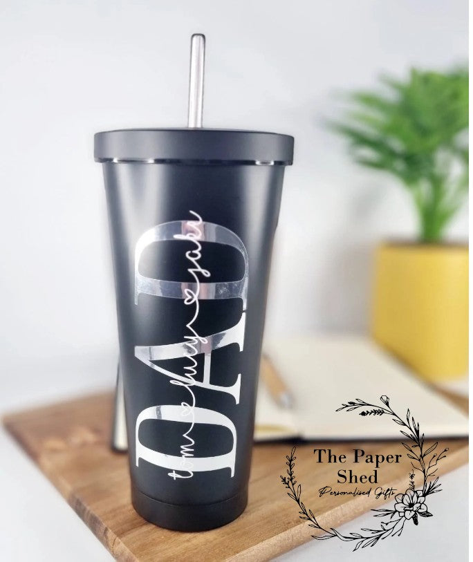 Mother's day Pastel tall 600ml insulated personalised tumbler with lid and straw mum mummy gift