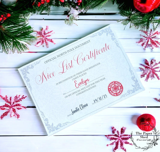 Santa's Nice List Certificate Father Christmas