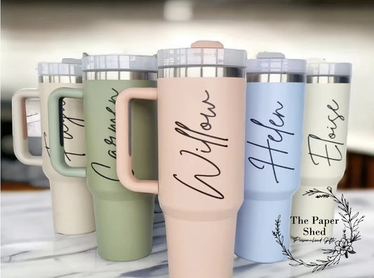 Personalised or blank Large 40oz  Travel Mugs Pastel Colours Thermal Cup with Handle Birthday Gift Wedding