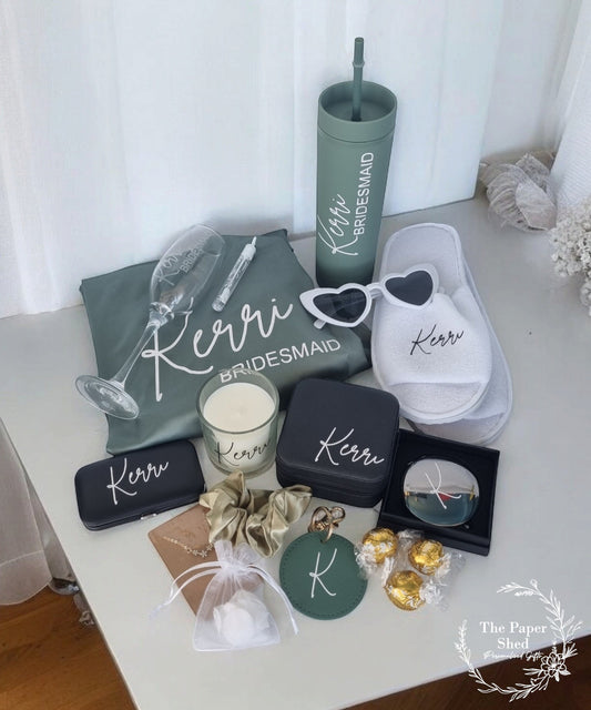 Luxury Bridal Bridesmaid Gift Hamper Box Robe Personalised With Name Glass