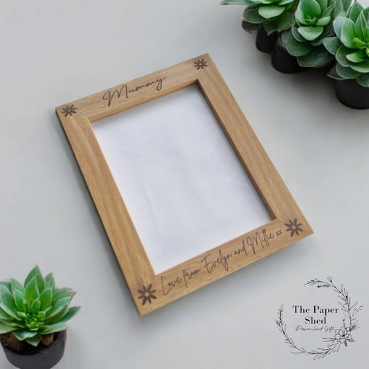 Mum Mummy Gift, Wooden Photo Picture Frame Mother's Day Flowers