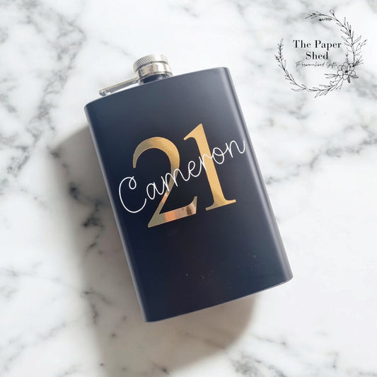 Birthday Customised Hip Flask With Number
