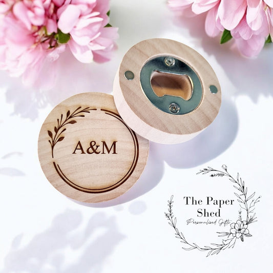 Wedding Favour Couples Wedding Bottle Opener Custom Text Circle Round Gift