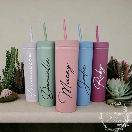 Skinny Tumbler Personalised Name Bridesmaid Bridal Wedding