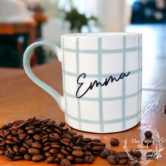 Personalised drink mug with name squares
