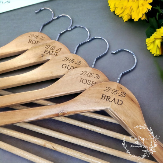 Personalised Wedding Groom Engraved Hanger Wooden