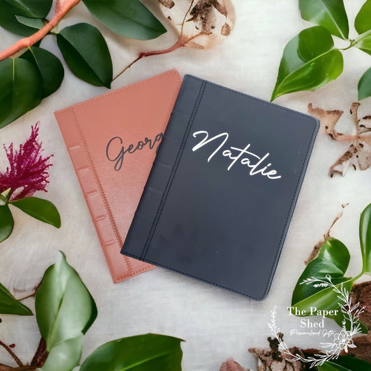 Leather effect personalised hardback A5 Notebook