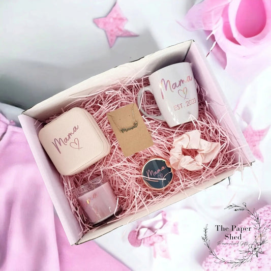 Mums to be, new mums, baby shower, Mother's Day personalised gift set hamper