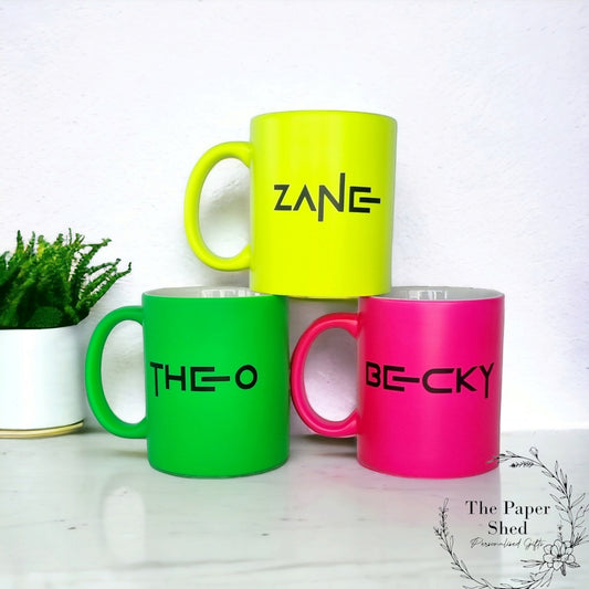 Personalised Drink Mug With Name Neon