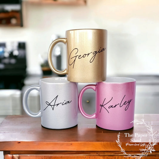 Personalised Drink Mug With Name Metallics
