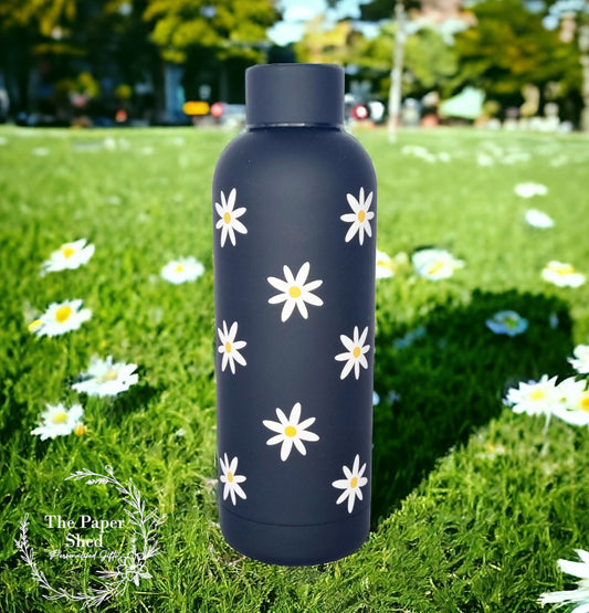 Personalised name thermal water bottle daisy print