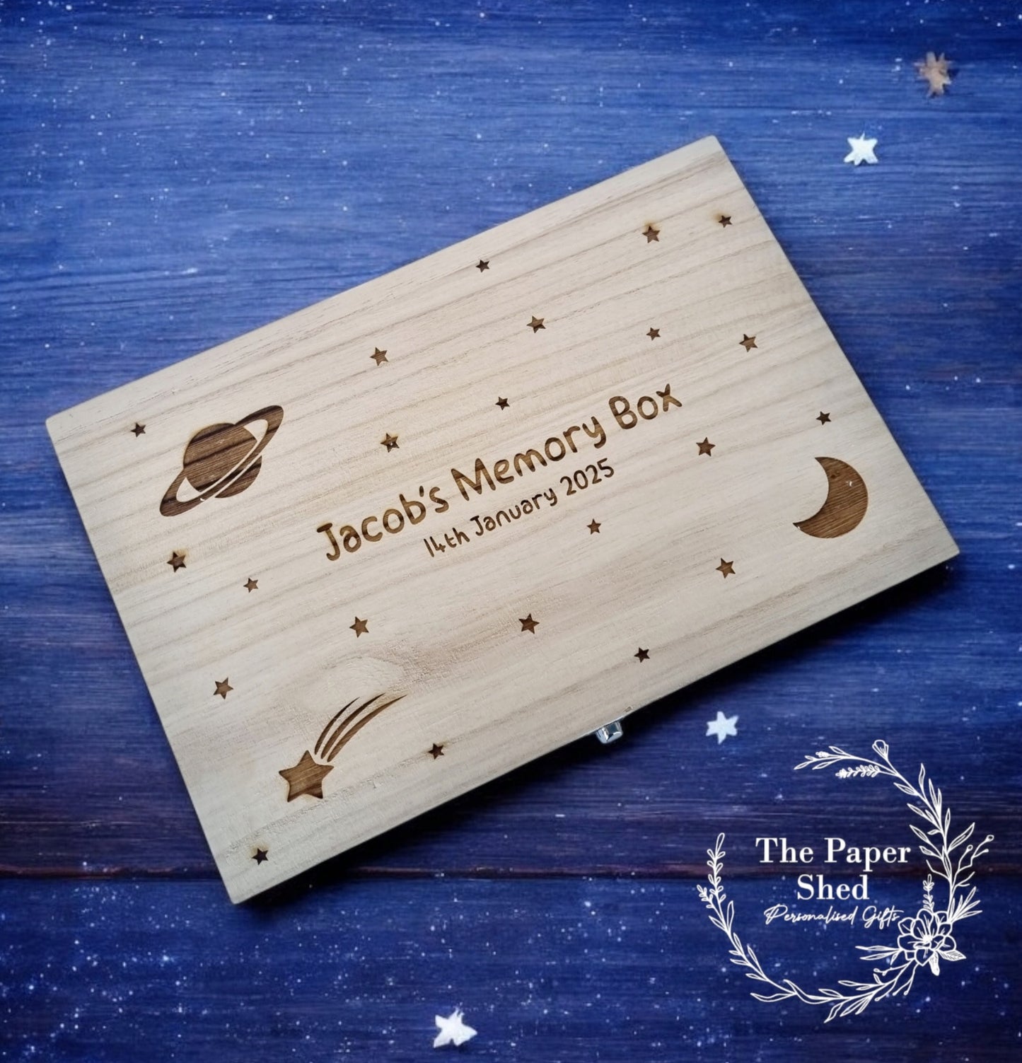 Space Baby Memory Box Planets Boy Stars Moon