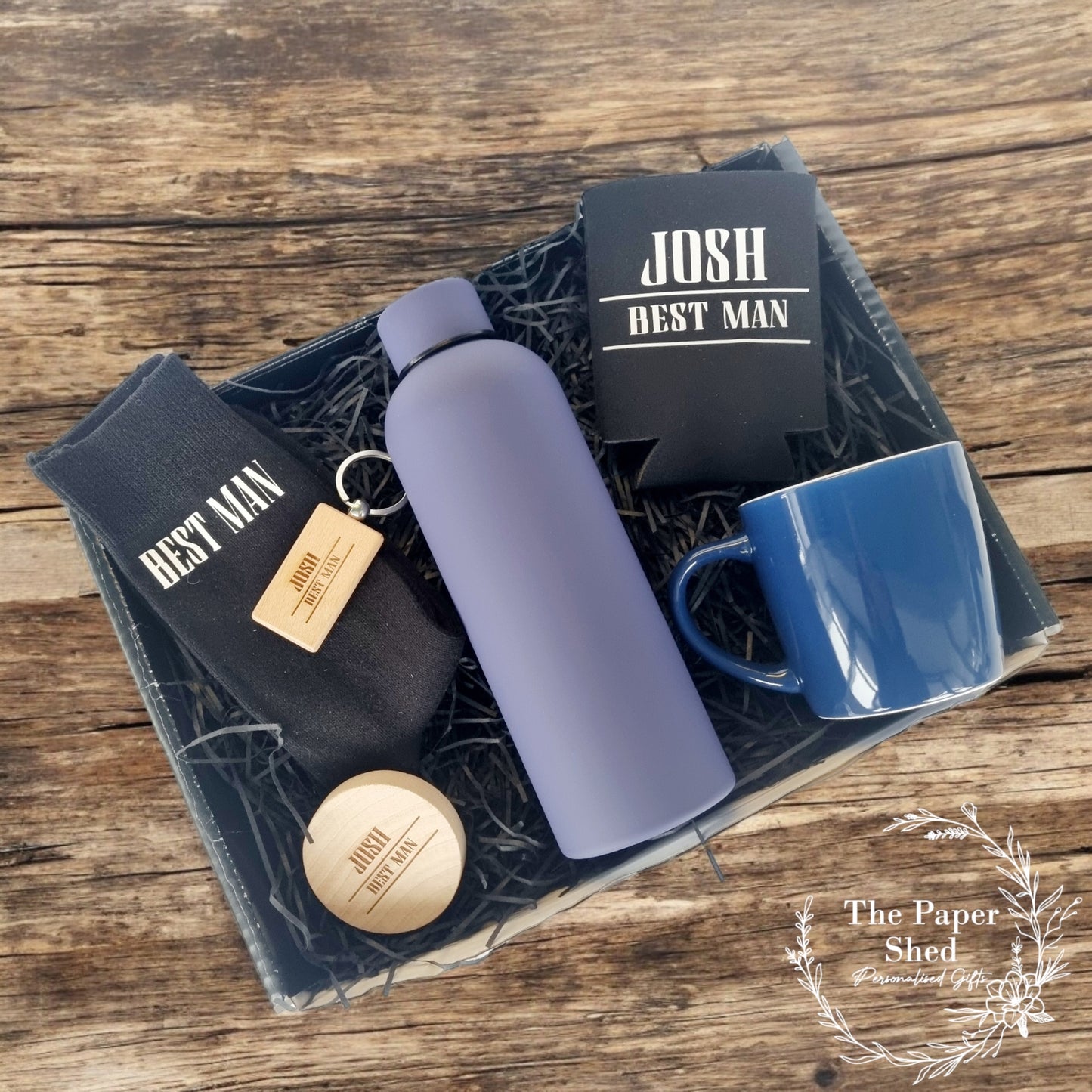 Best Man Wedding Hamper Gift Box Set Groom Usher Black Personalised