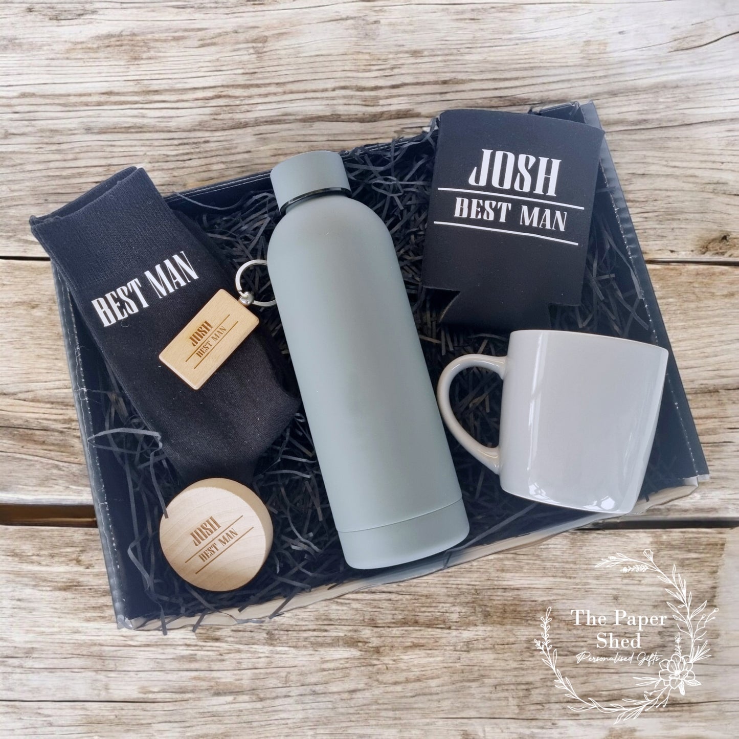 Best Man Wedding Hamper Gift Box Set Groom Usher Black Personalised