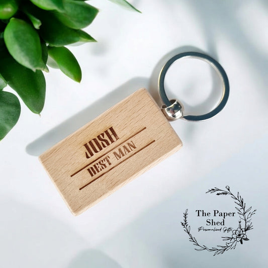 Best Man Groomsman Wedding Personalised engraved keys, keyring- Best Man Gift