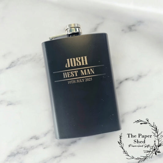 Best Man Wedding Usher Best Man Engraved Hip Flask, Choose Your Own Words Suit