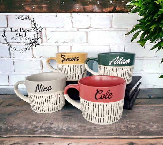 Script Dash Pattern Personalised Drink Mug with Name - Pastel Bright