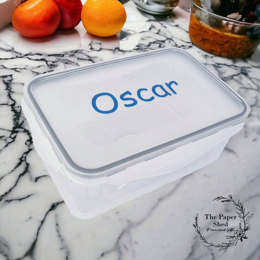Plastic Clip Lid Lunchbox Personalised With Name