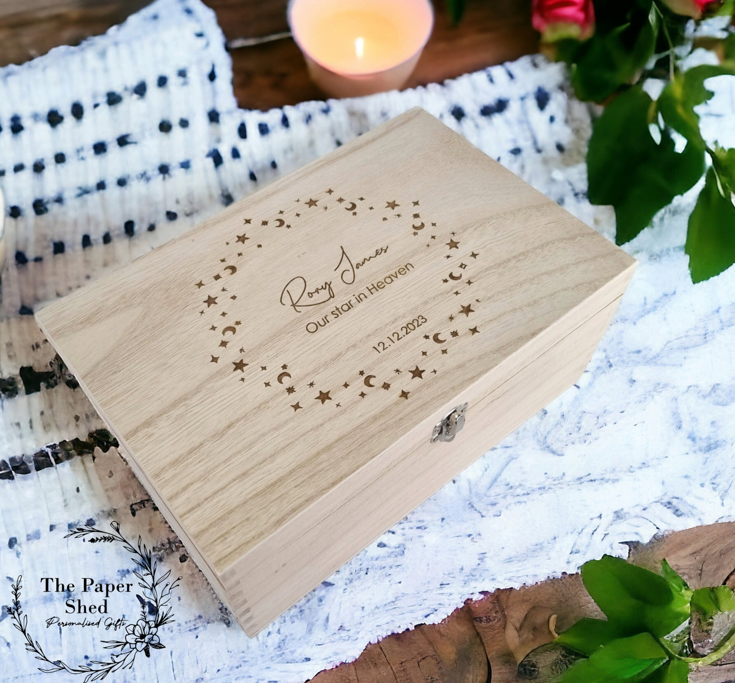 Baby Memorial Memory Wooden Engraved Box Keepsakes Baby Loss