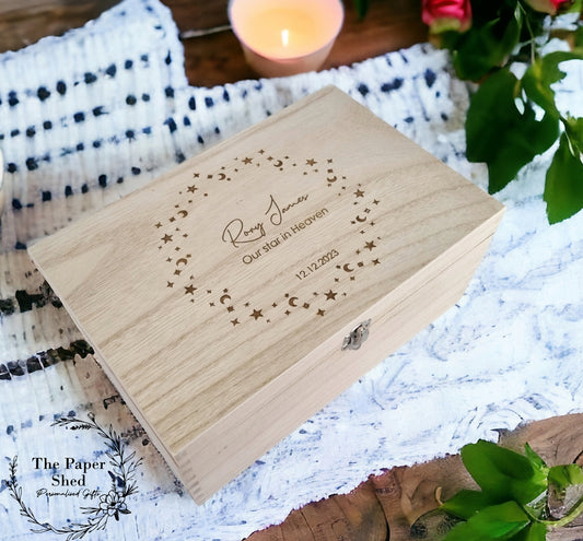 Baby Memorial Memory Wooden Engraved Box Keepsakes Baby Loss